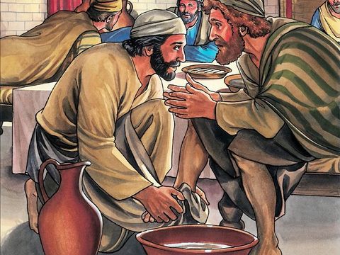 Gambar: Yesus membasuh kaki murid