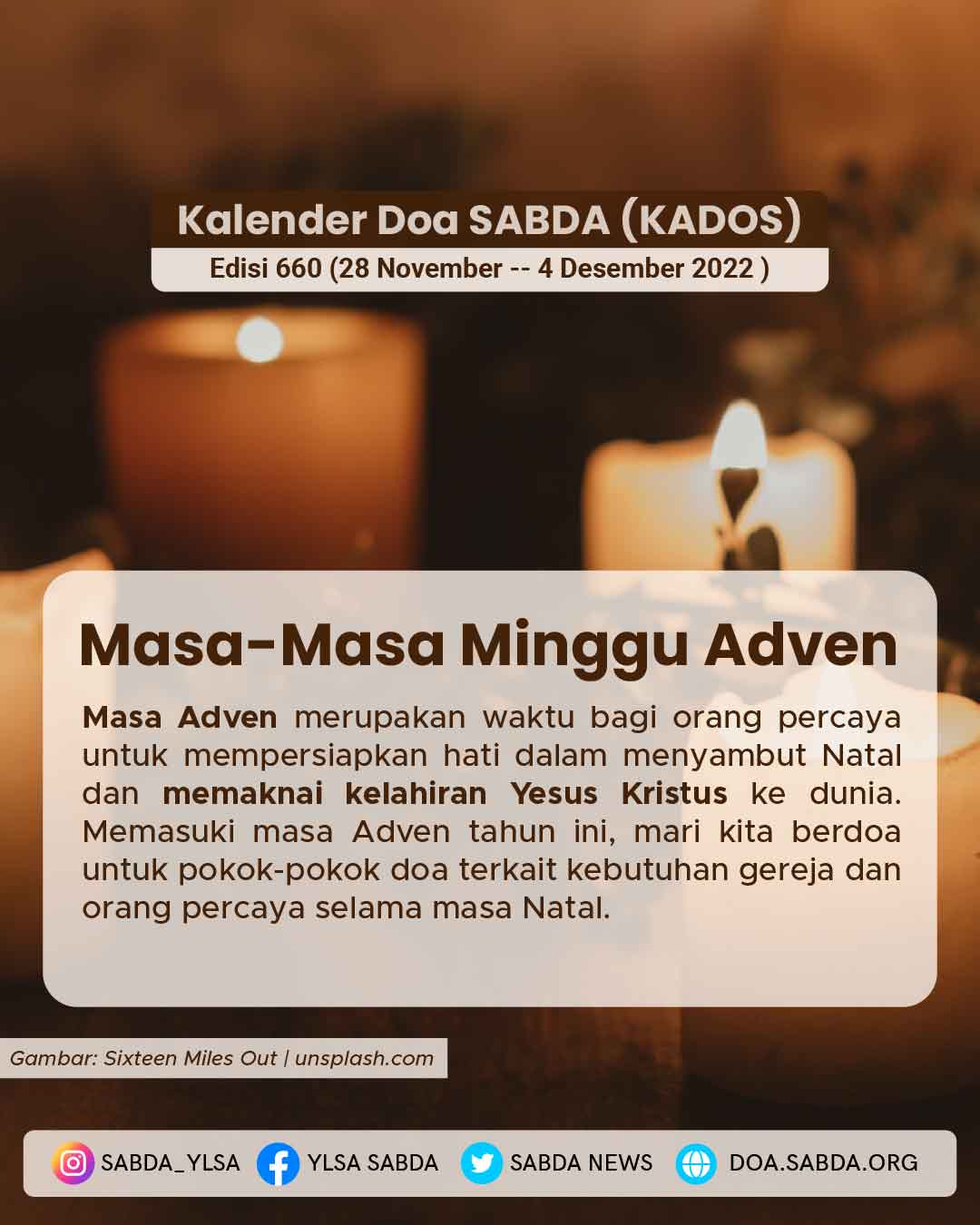 Pokok Doa KADOS 28 November -- 4 Desember 2022