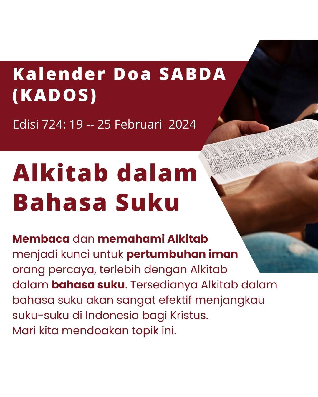 Pokok Doa KADOS 19 -- 25 Februari 2024