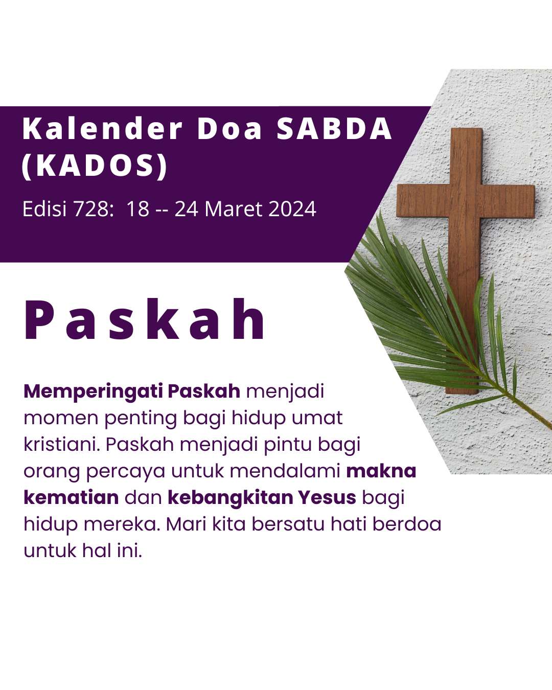 Pokok Doa KADOS 18 -- 24 Maret 2024