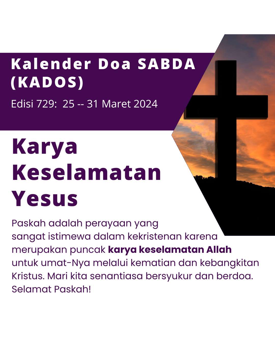 Pokok Doa KADOS 25 -- 31 Maret 2024