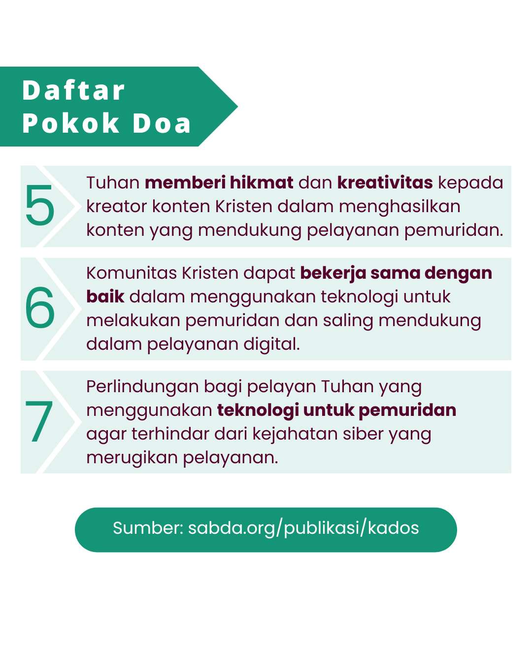 Pokok Doa KADOS 8 -- 14 Juli 2024