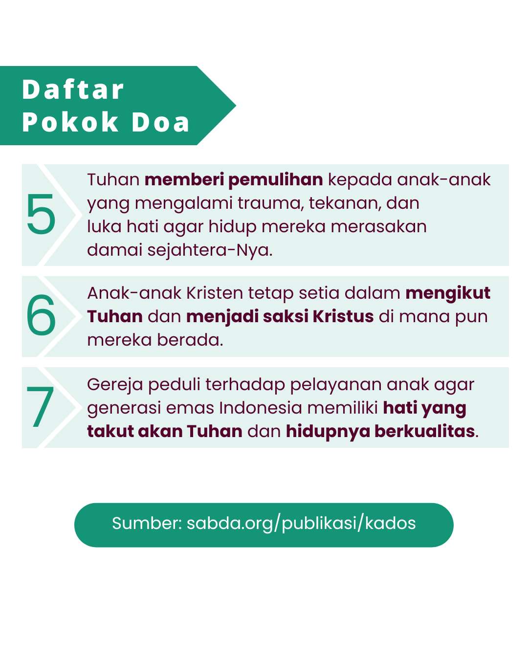 Pokok Doa KADOS 22 -- 28 Juli 2024