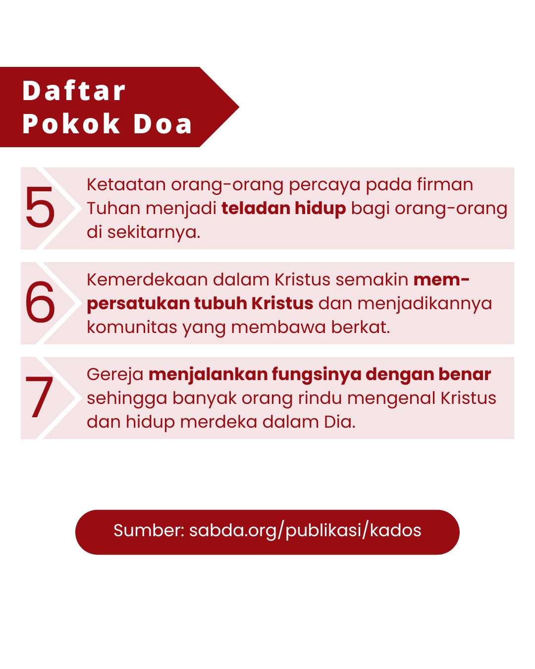 Pokok Doa KADOS 5 -- 11 Agustus 2024