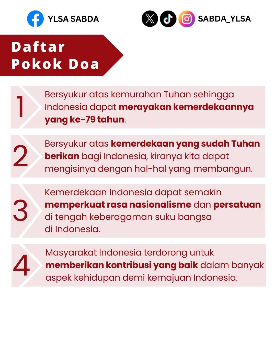 Pokok Doa KADOS 12 -- 18 Agustus 2024