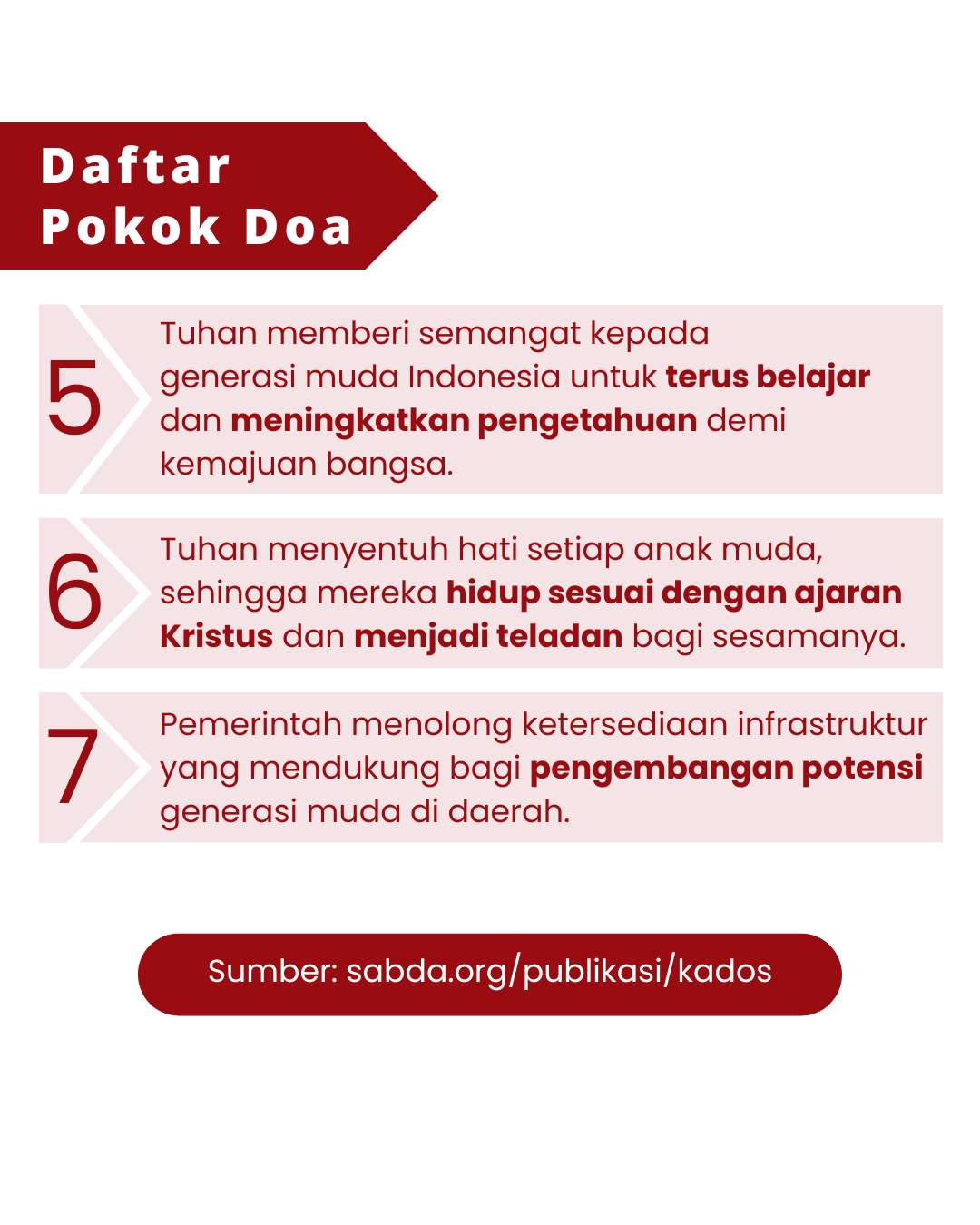 Pokok Doa KADOS 19 -- 25 Agustus 2024