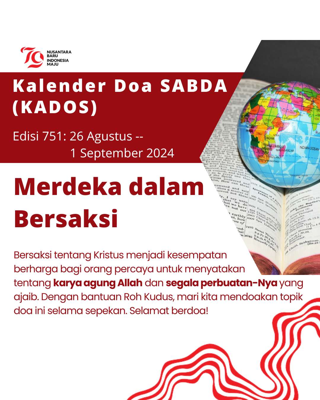 Pokok Doa KADOS 26 Agustus -- 1 September 2024