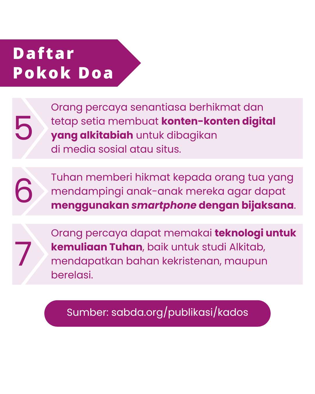 Pokok Doa KADOS 9 -- 15 September 2024