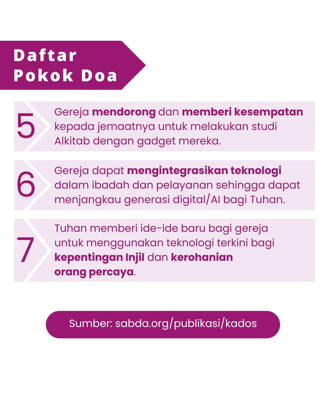 Pokok Doa KADOS 16 -- 22 September 2024