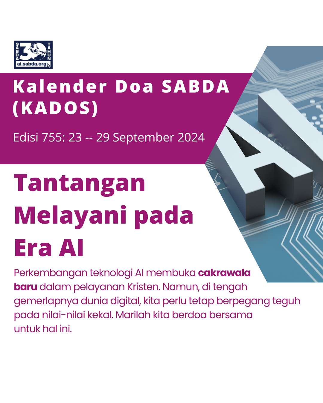 Pokok Doa KADOS 23 -- 29 September 2024