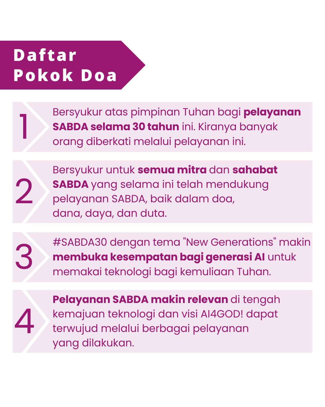 Pokok Doa KADOS 30 September -- 6 Oktober 2024