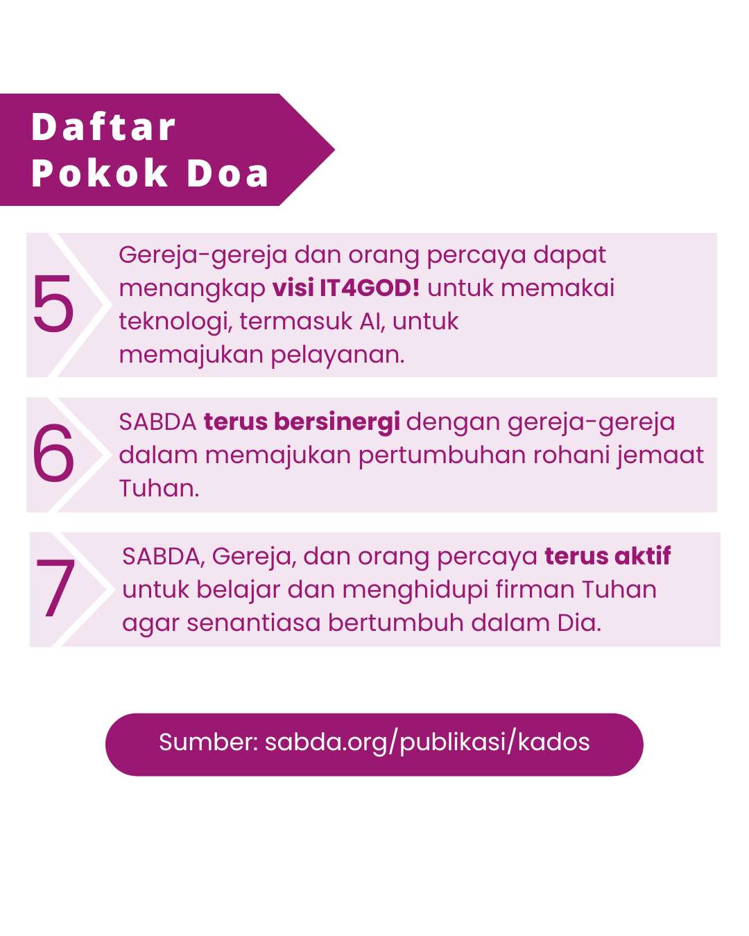 Pokok Doa KADOS 30 September -- 6 Oktober 2024