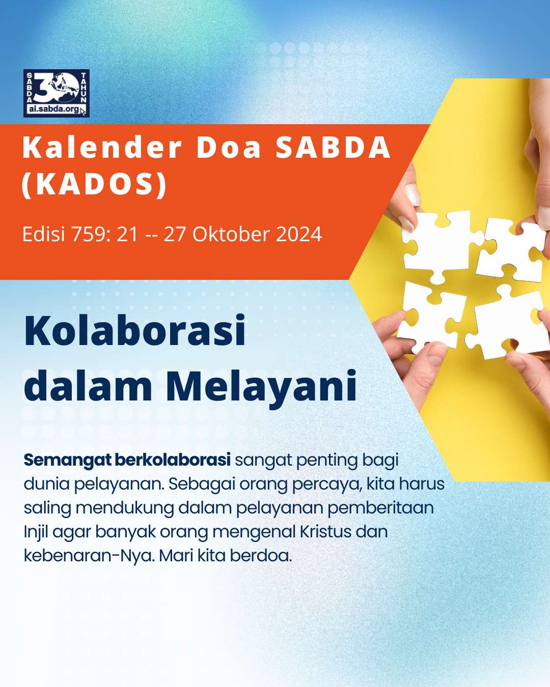 Pokok Doa KADOS 21 -- 27 Oktober 2024