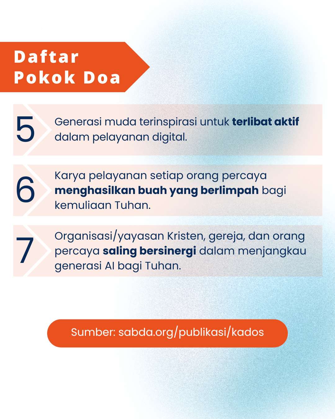 Pokok Doa KADOS 21 -- 27 Oktober 2024