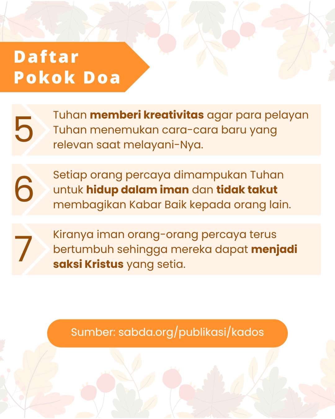 Pokok Doa KADOS 4 -- 10 November 2024