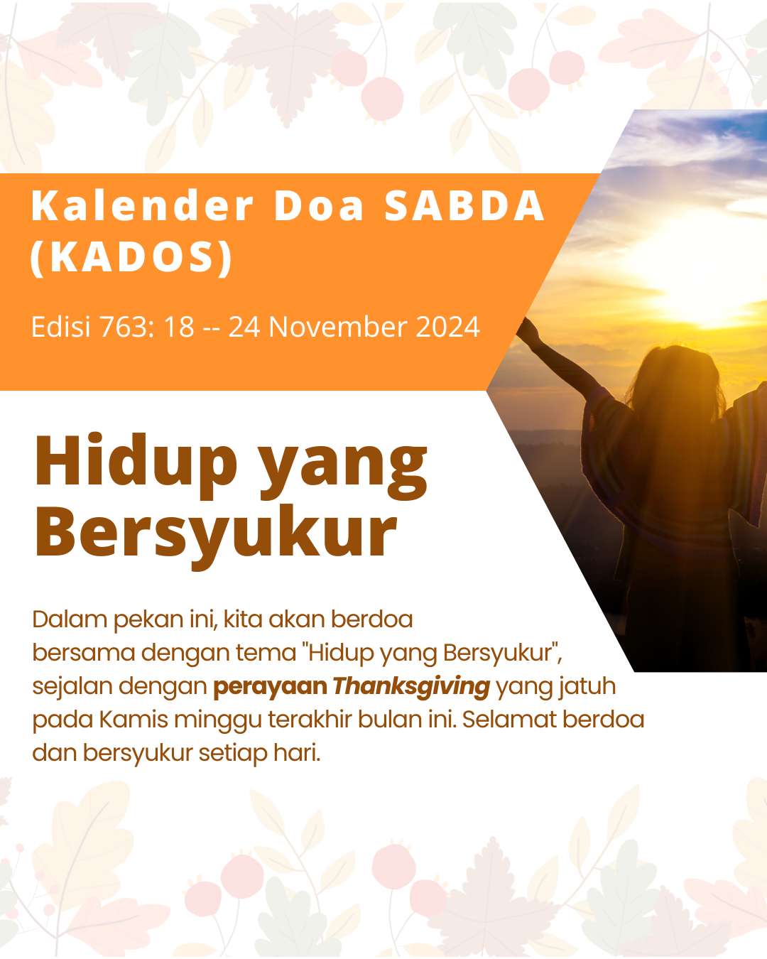 Pokok Doa KADOS 18 -- 24 November 2024