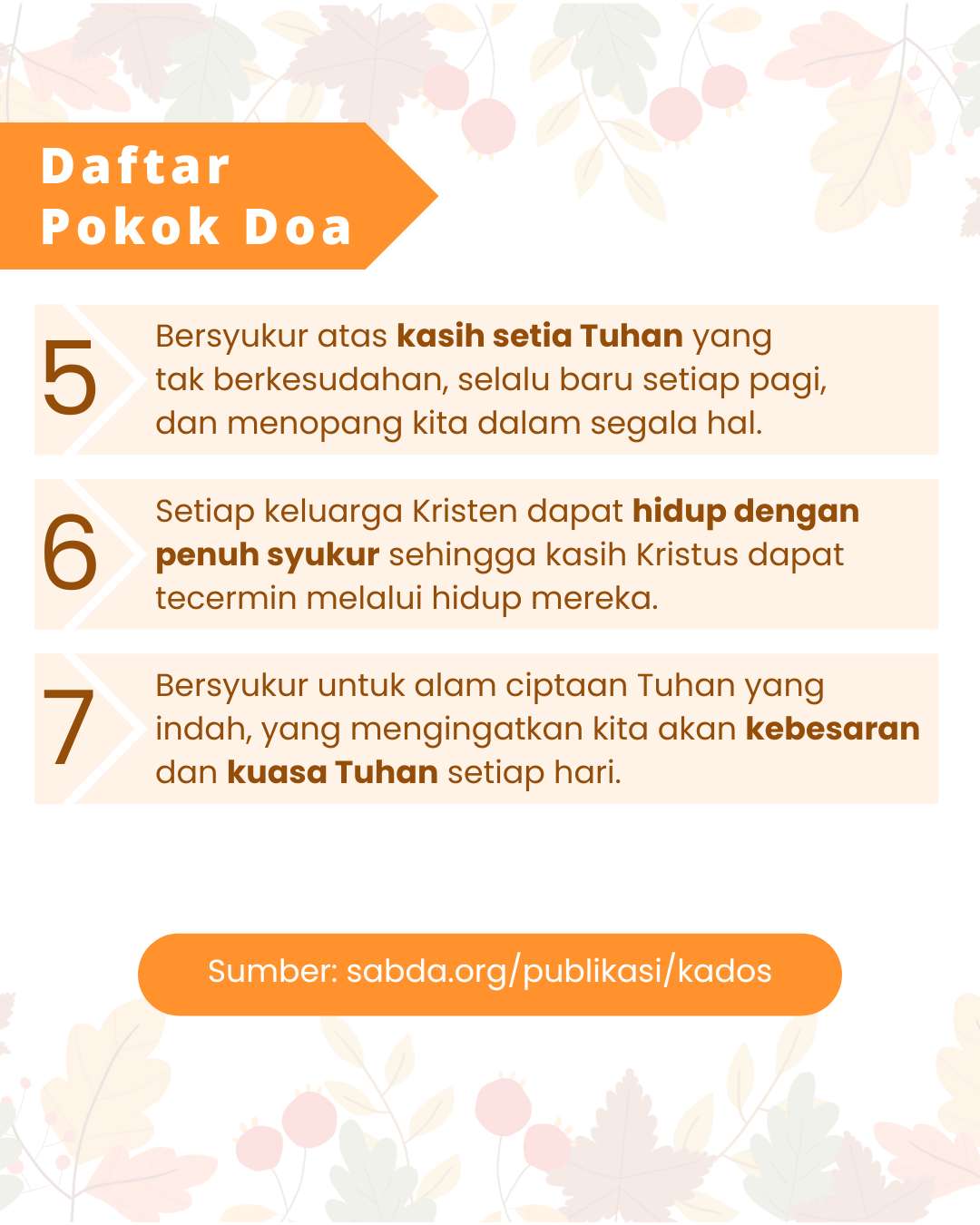 Pokok Doa KADOS 18 -- 24 November 2024