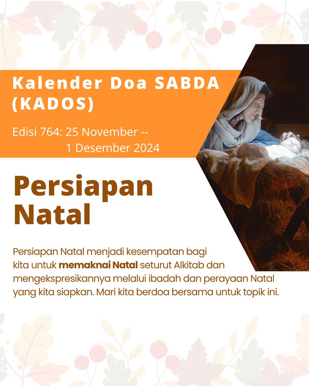 Pokok Doa KADOS 25 November -- 1 Desember 2024