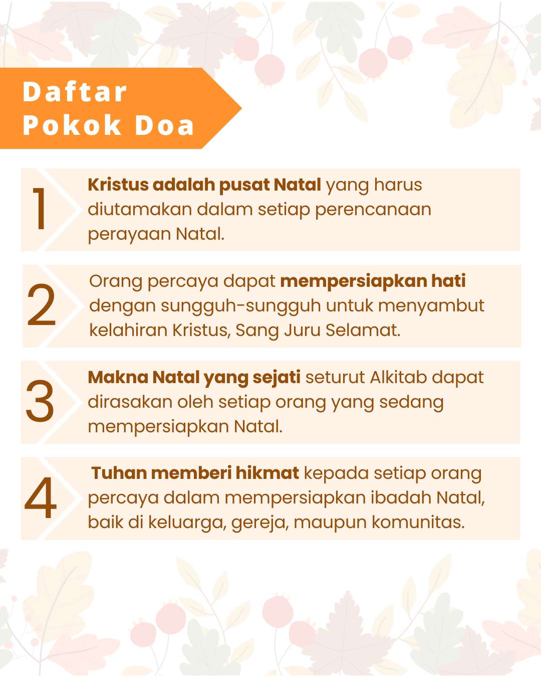 Pokok Doa KADOS 25 November -- 1 Desember 2024