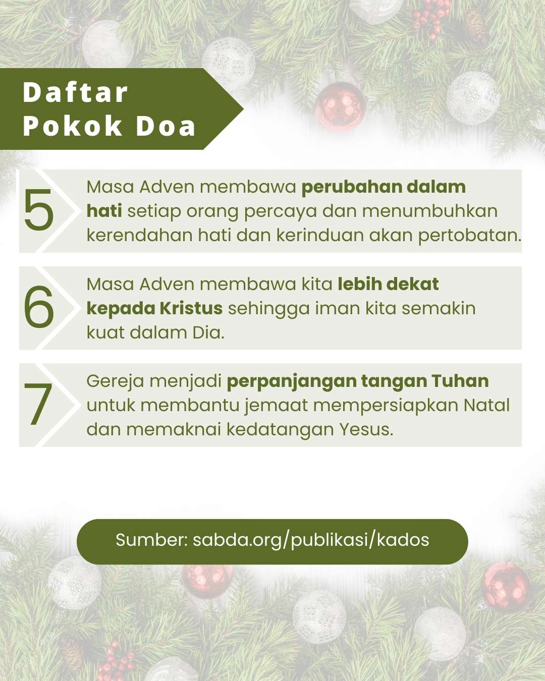 Pokok Doa KADOS 2 -- 8 Desember 2024