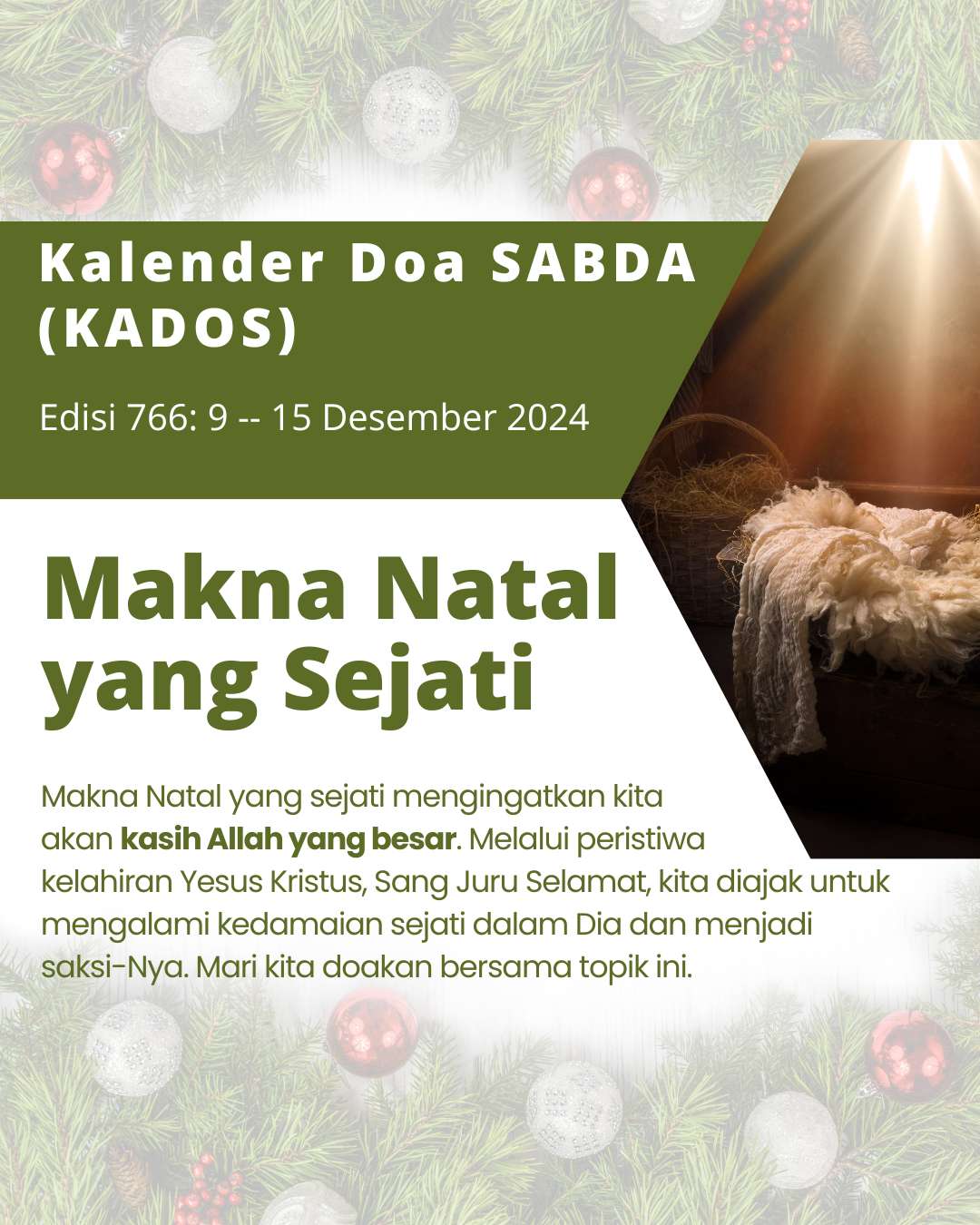 Pokok Doa KADOS 9 -- 15 Desember 2024