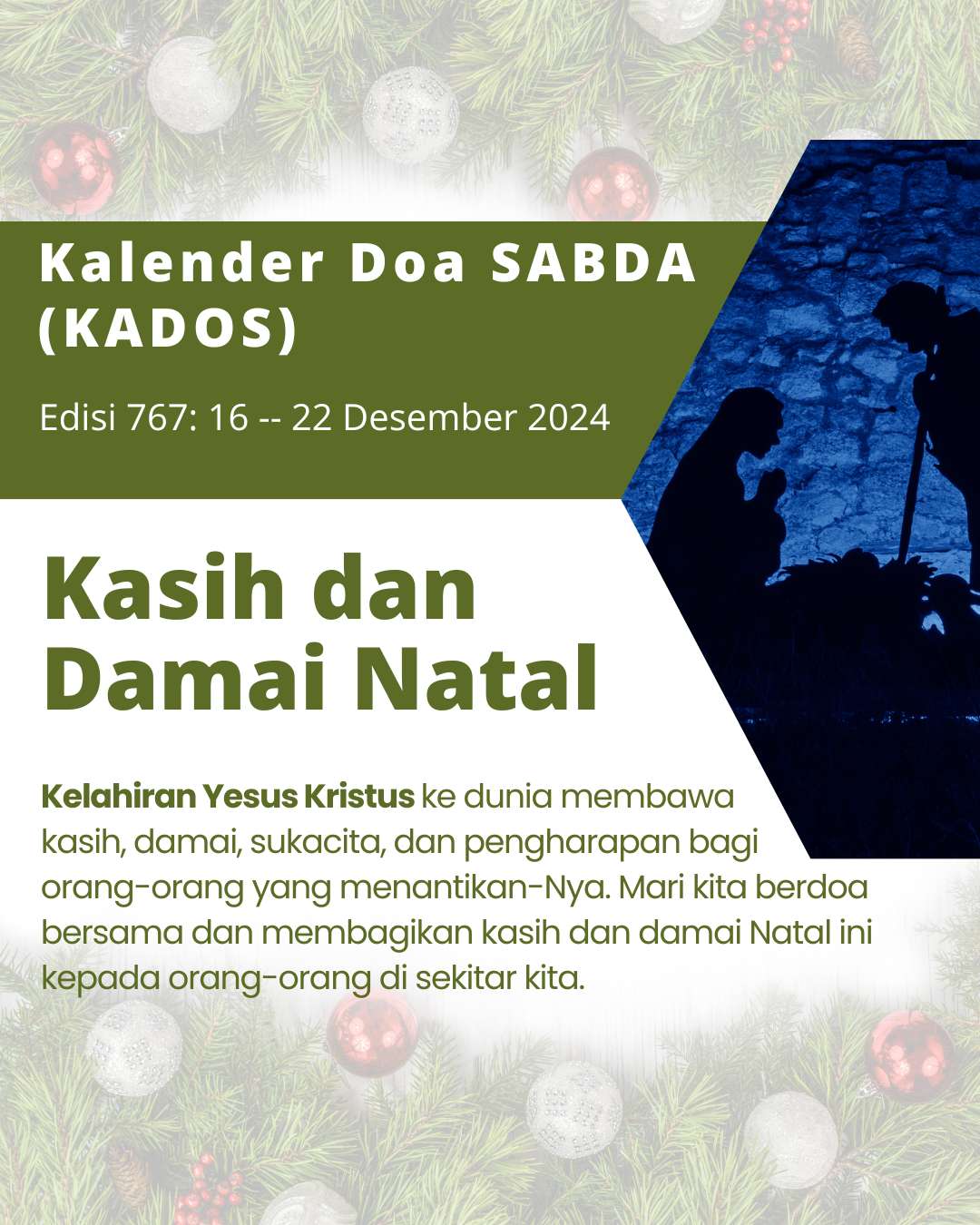 Pokok Doa KADOS 16 -- 22 Desember 2024