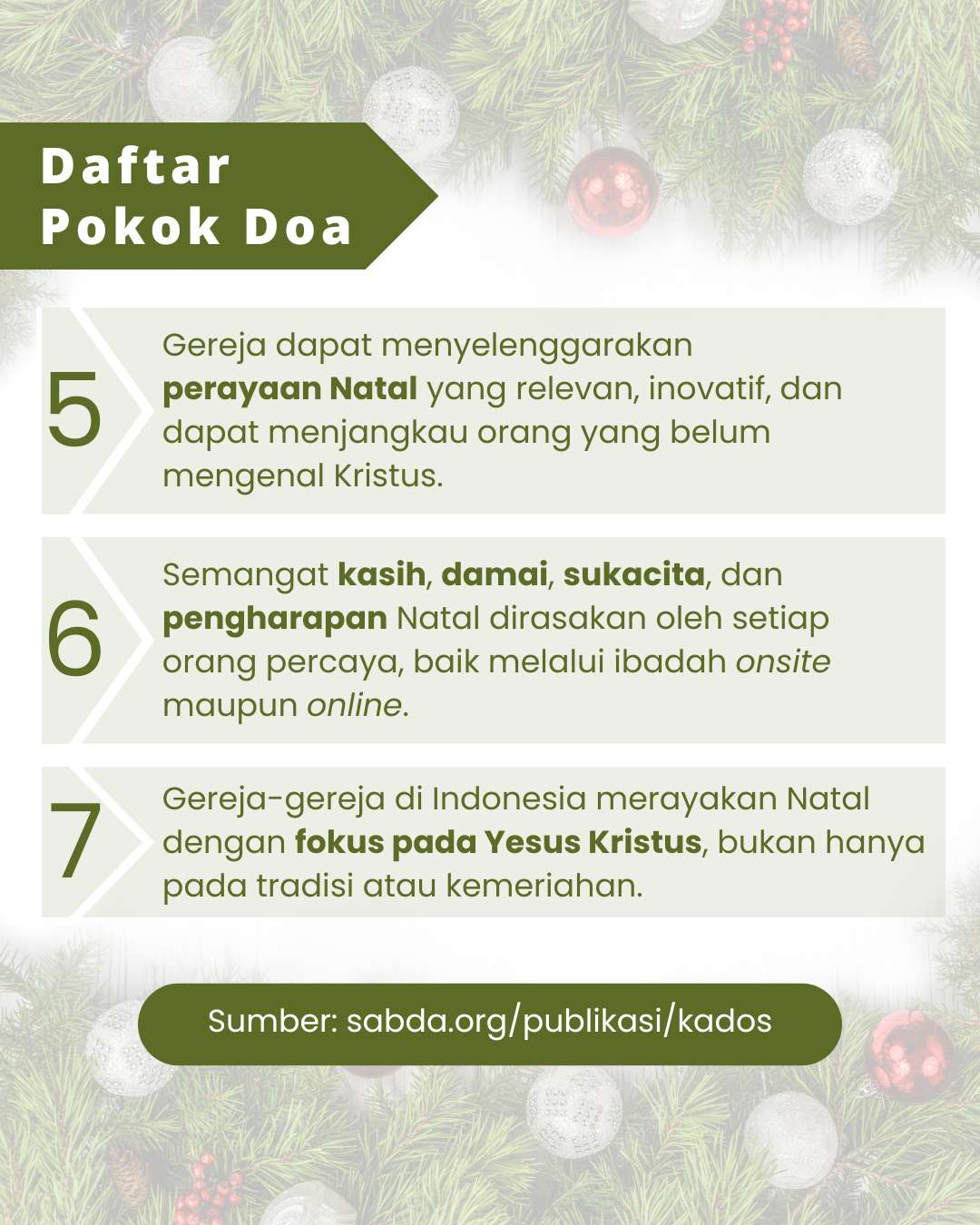 Pokok Doa KADOS 23 -- 29 Desember 2024