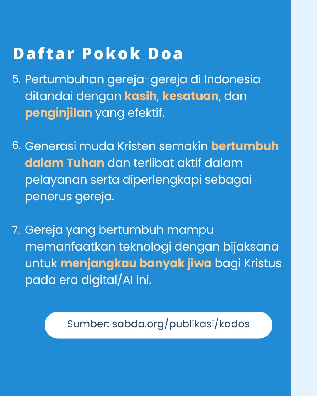 Pokok Doa KADOS 13 -- 19 Januari 2025