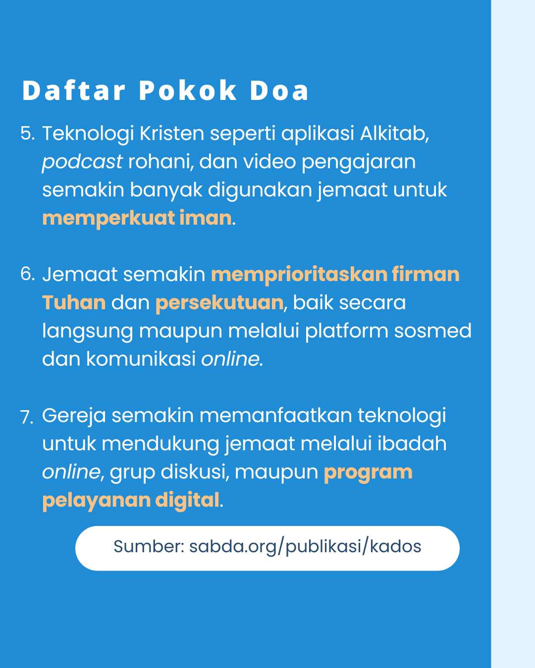 Pokok Doa KADOS 20 -- 26 Januari 2025