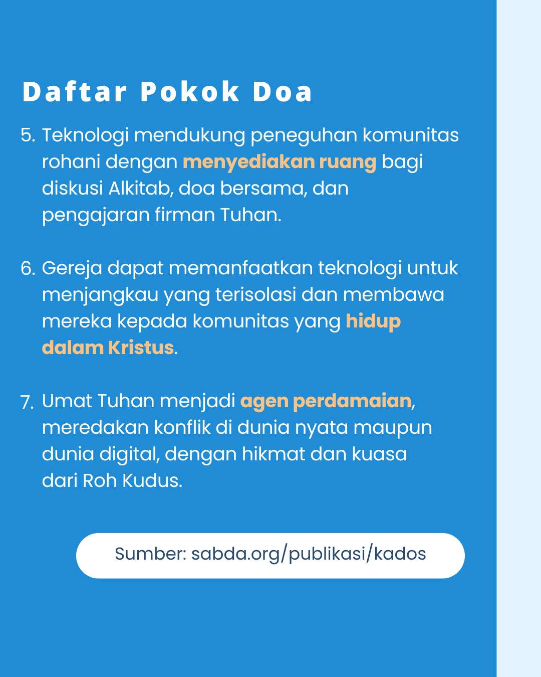 Pokok Doa KADOS 27 Januari -- 2 Februari 2025