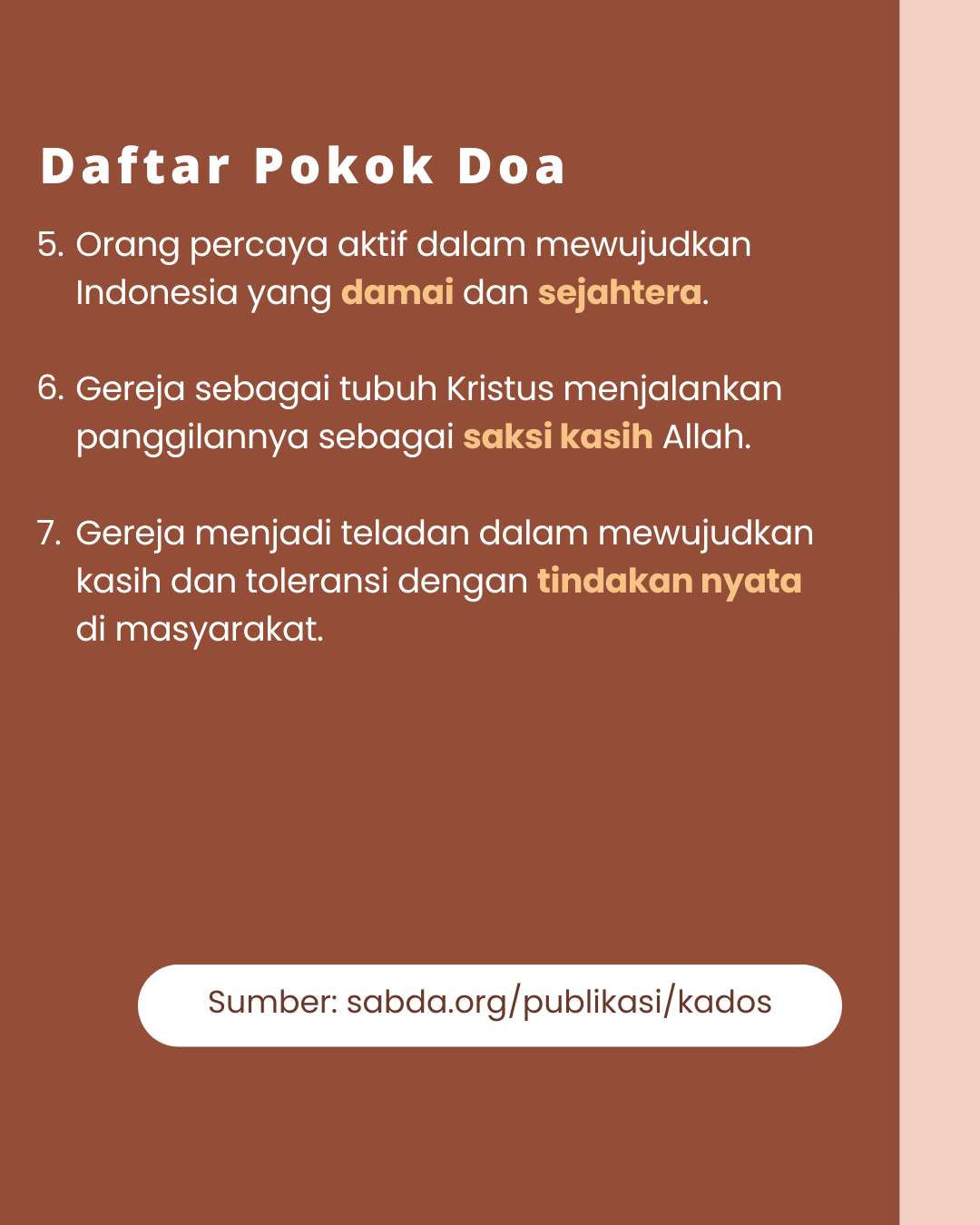 Pokok Doa KADOS 3 -- 9 Maret 2025