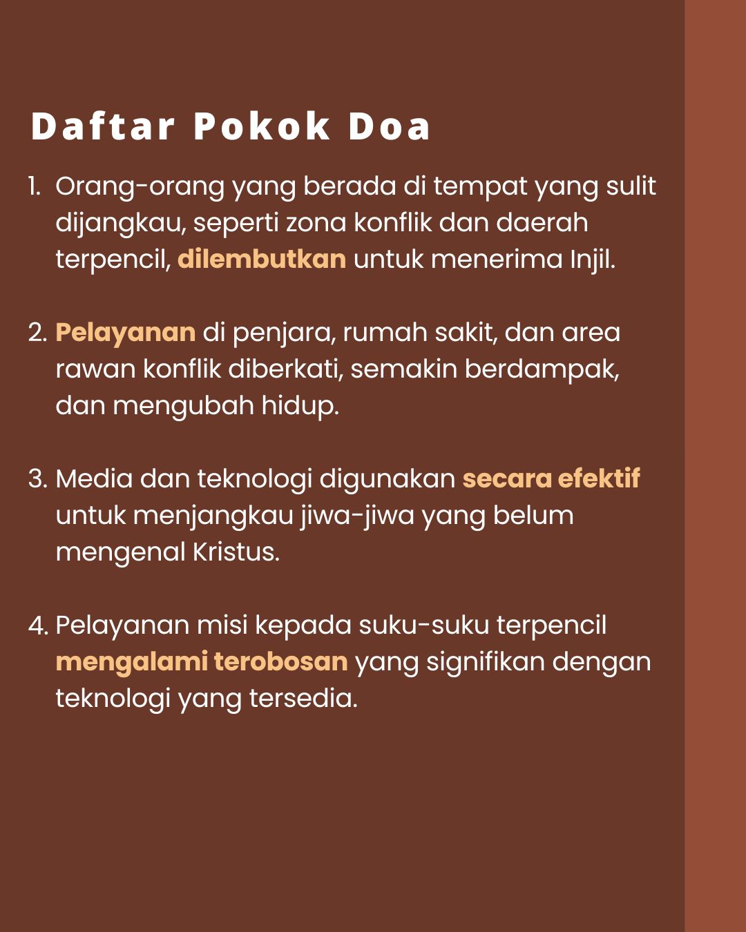 Pokok Doa KADOS 10 -- 16 Maret 2025