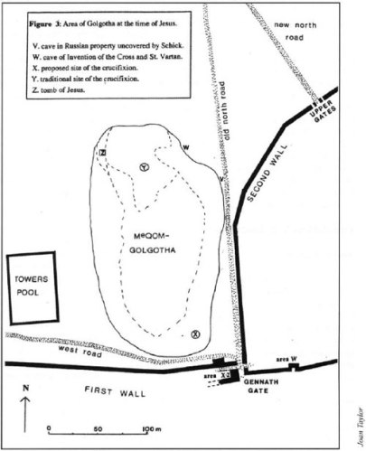 Gambar: Peta area Golgota pada zaman Yesus