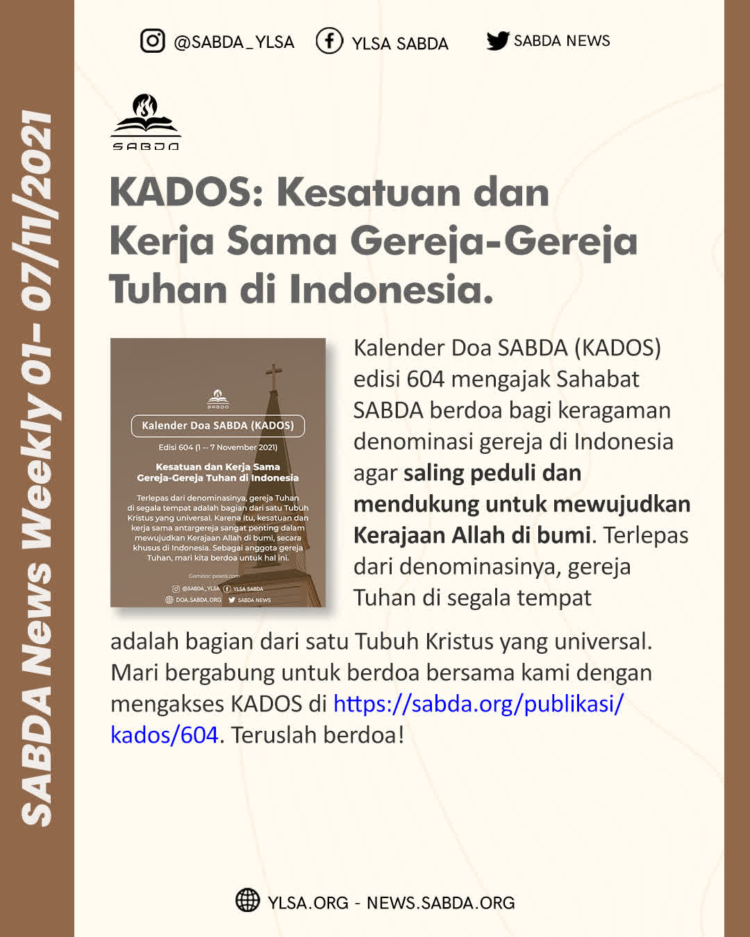 Kesatuan dan Kerjasama Gereja-Gereja Tuhan di Indonesia
