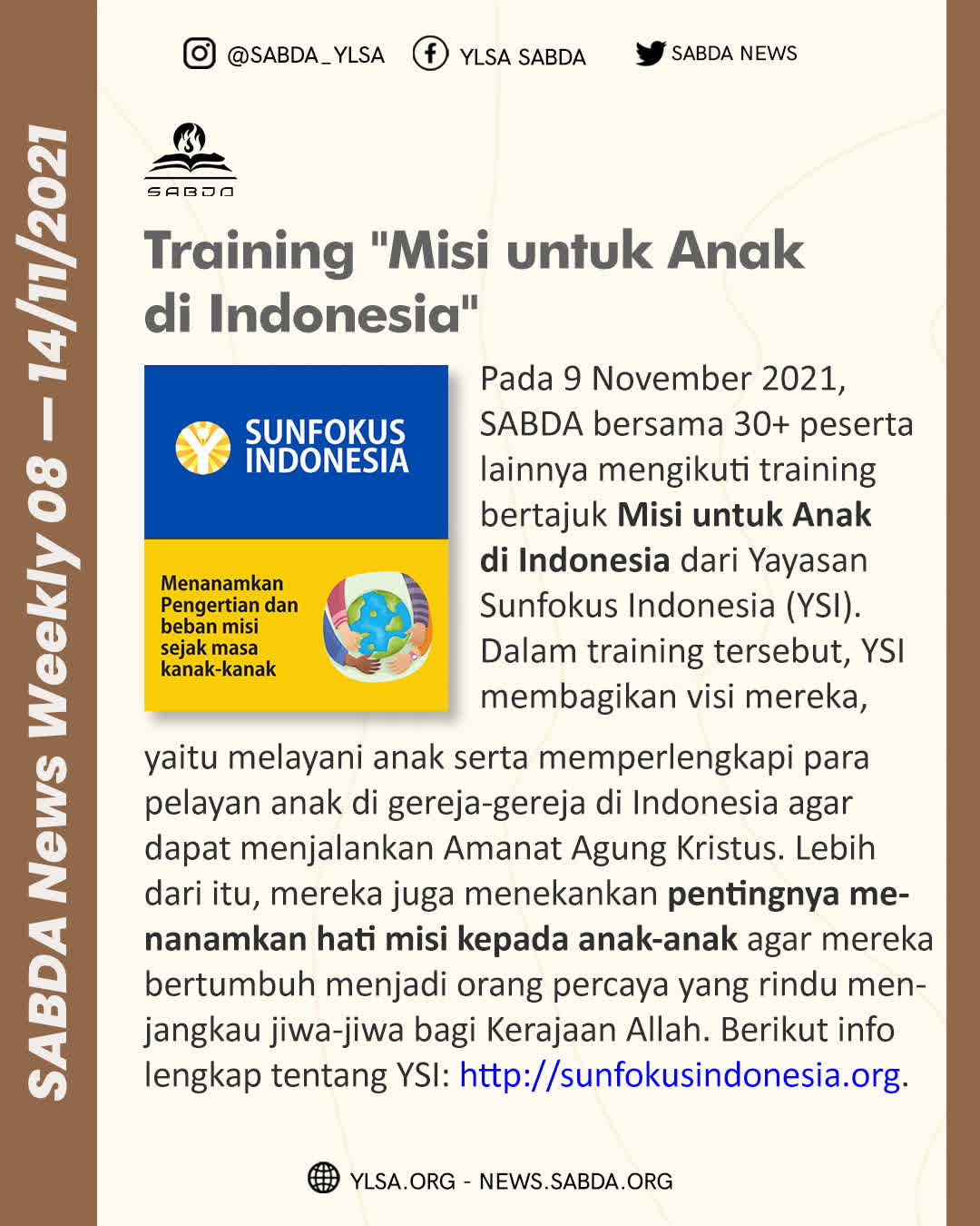 Training - Misi untuk Anak di Indonesia