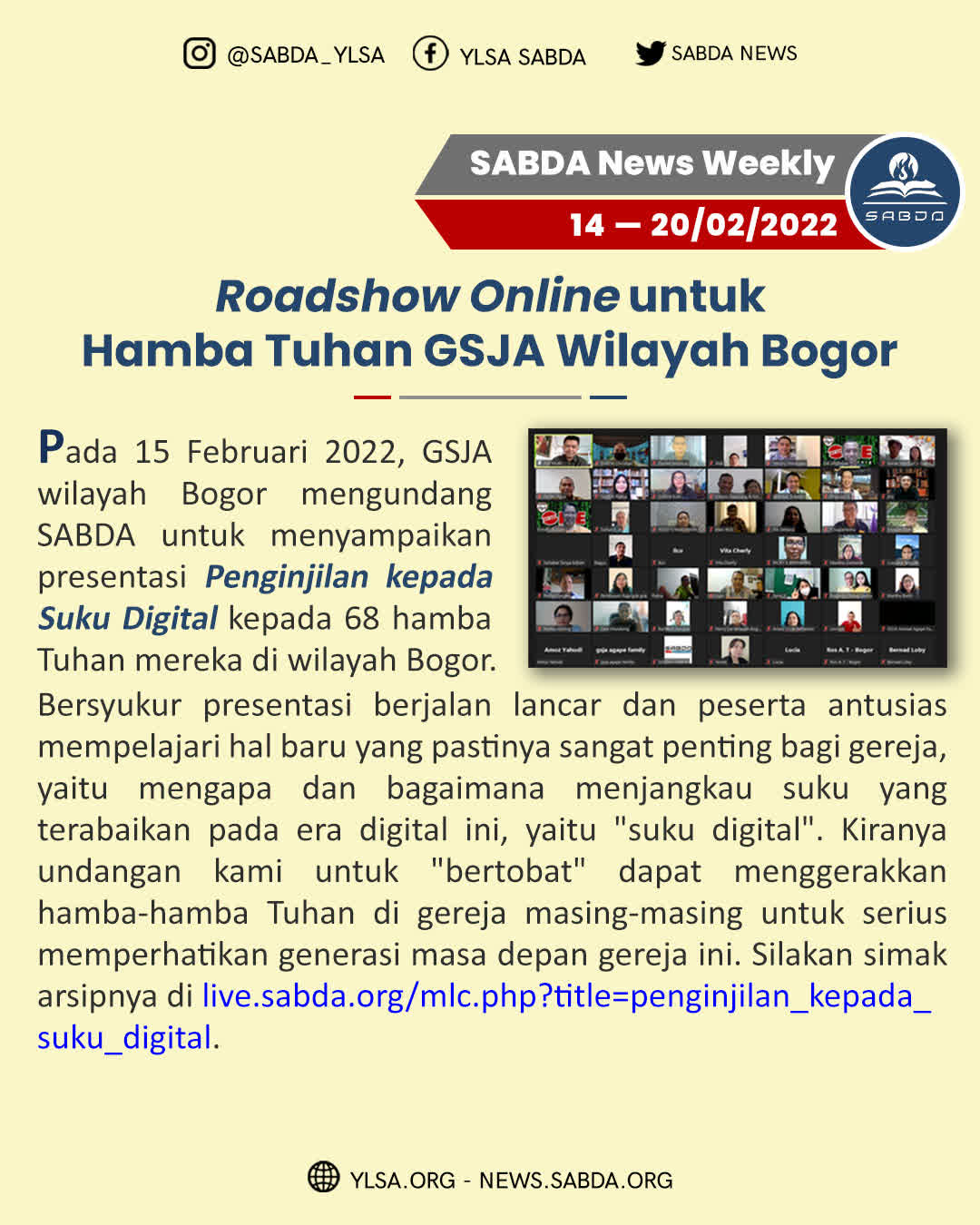 Roadshow Online HT GSJA Bogor