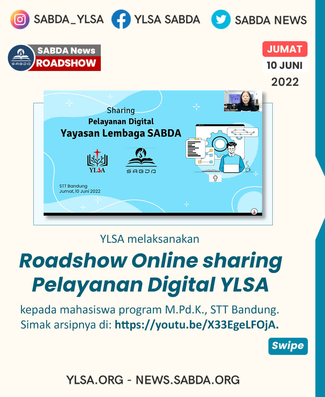 Sharing Pelayanan Digital YLSA di STT Bandung