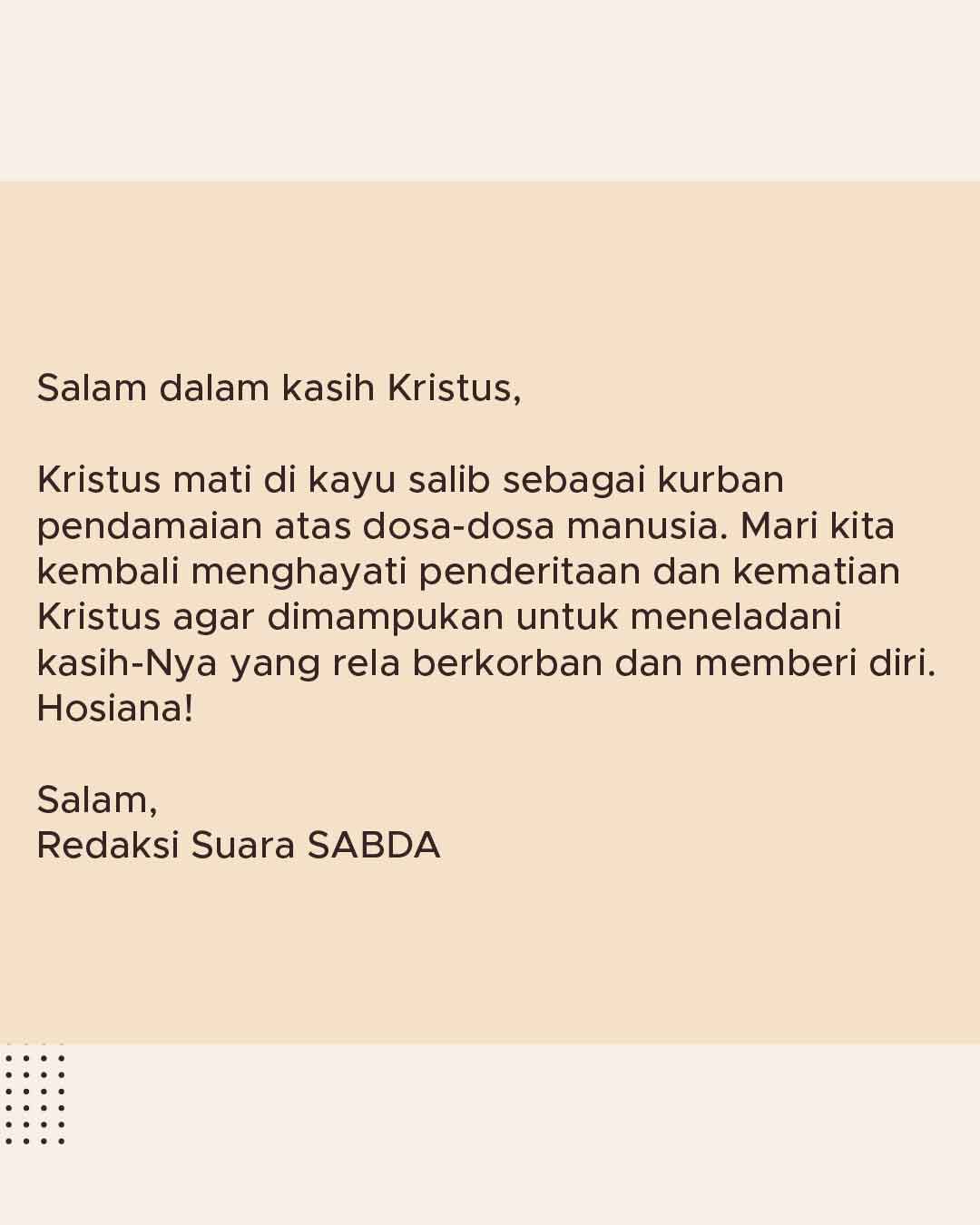 Pengantar Edisi Suara SABDA Maret edisi 2