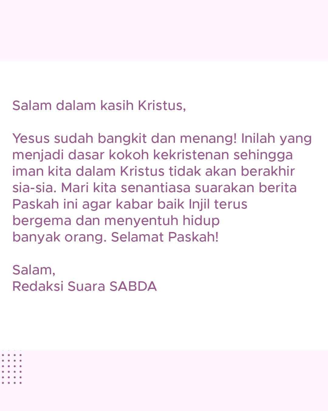 Pengantar Edisi Suara SABDA April edisi 1