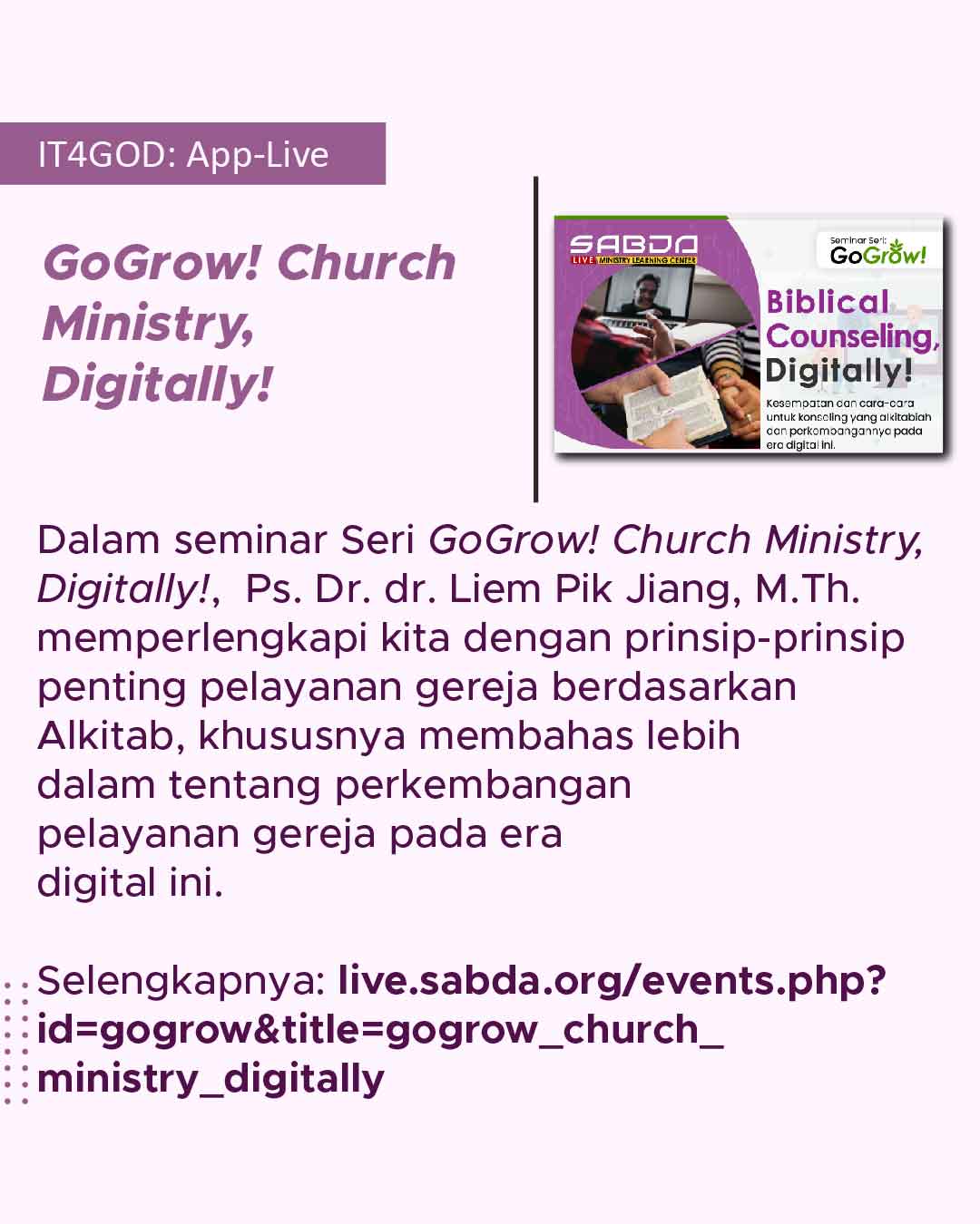 Ketahui prinsip-prinsip penting pelayanan gereja berdasarkan Alkitab, khususnya perkembangan pelayanan gereja pada era digital ini.