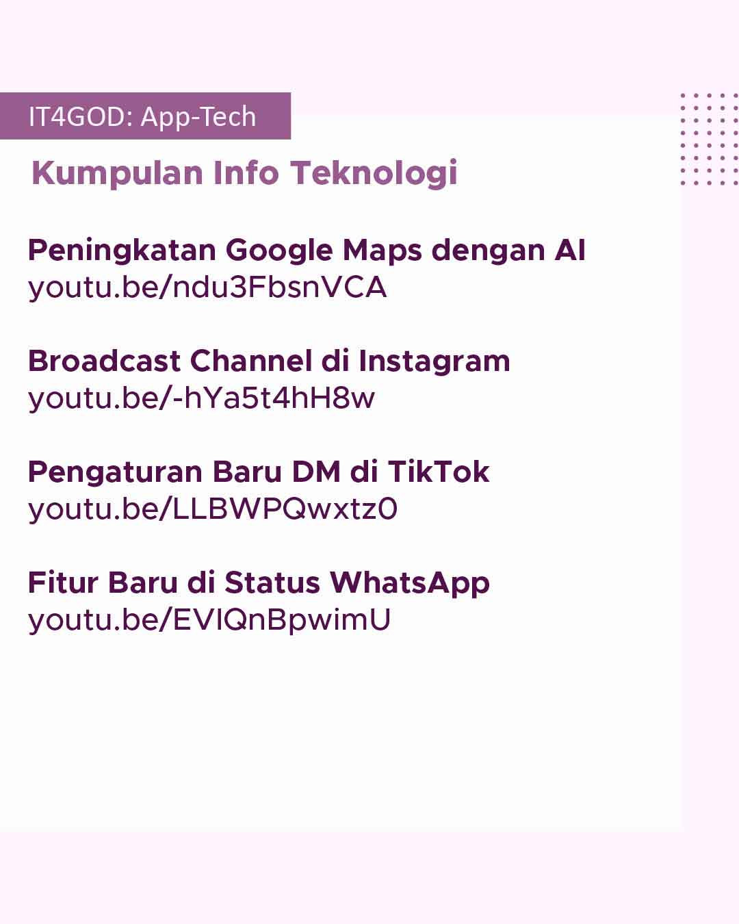 Kumpulan Info teknologi Apps4GOD dari bulan Maret 2023.