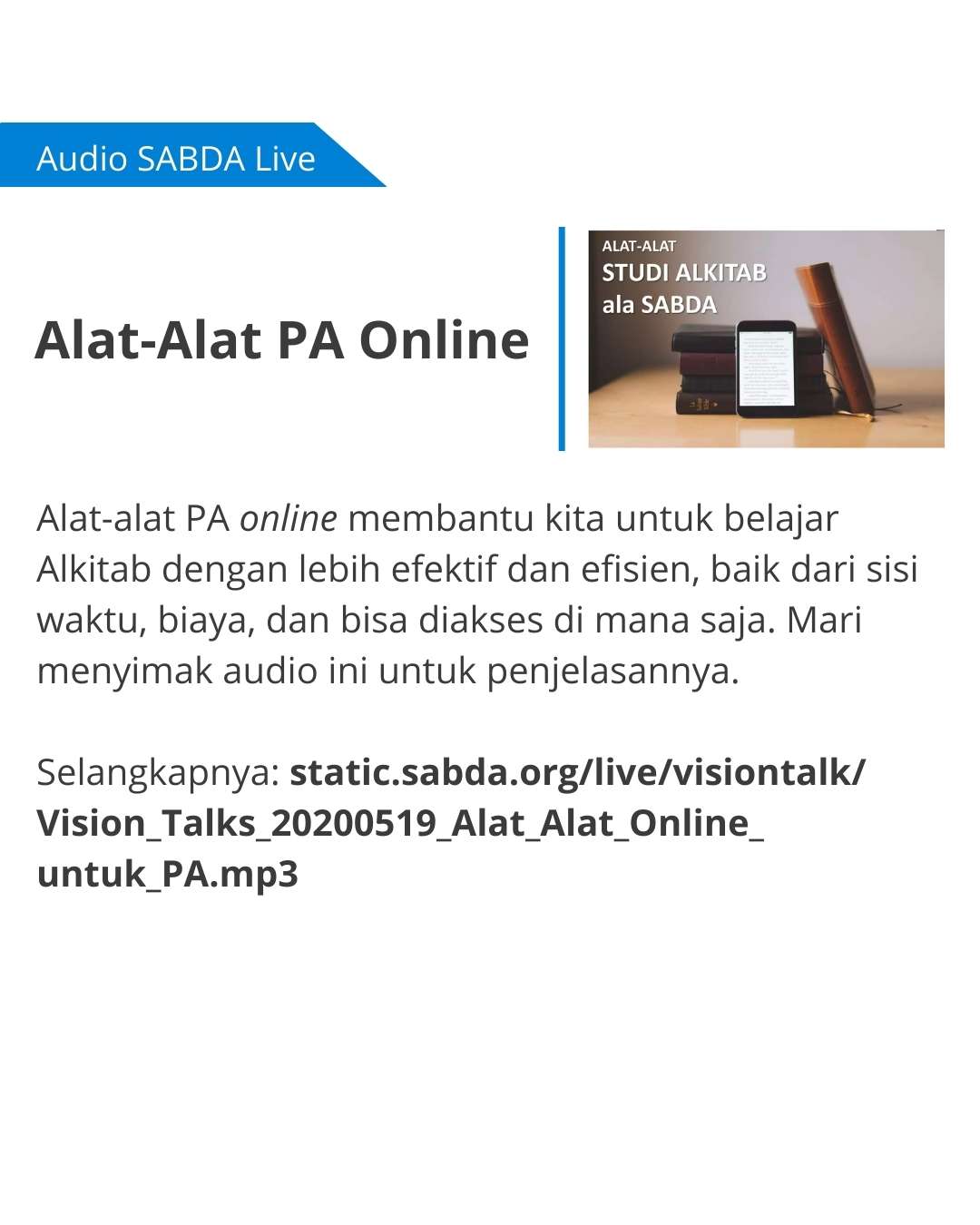 Berbagai alat-alat online yang tersedia untuk melakukan PA secara online.