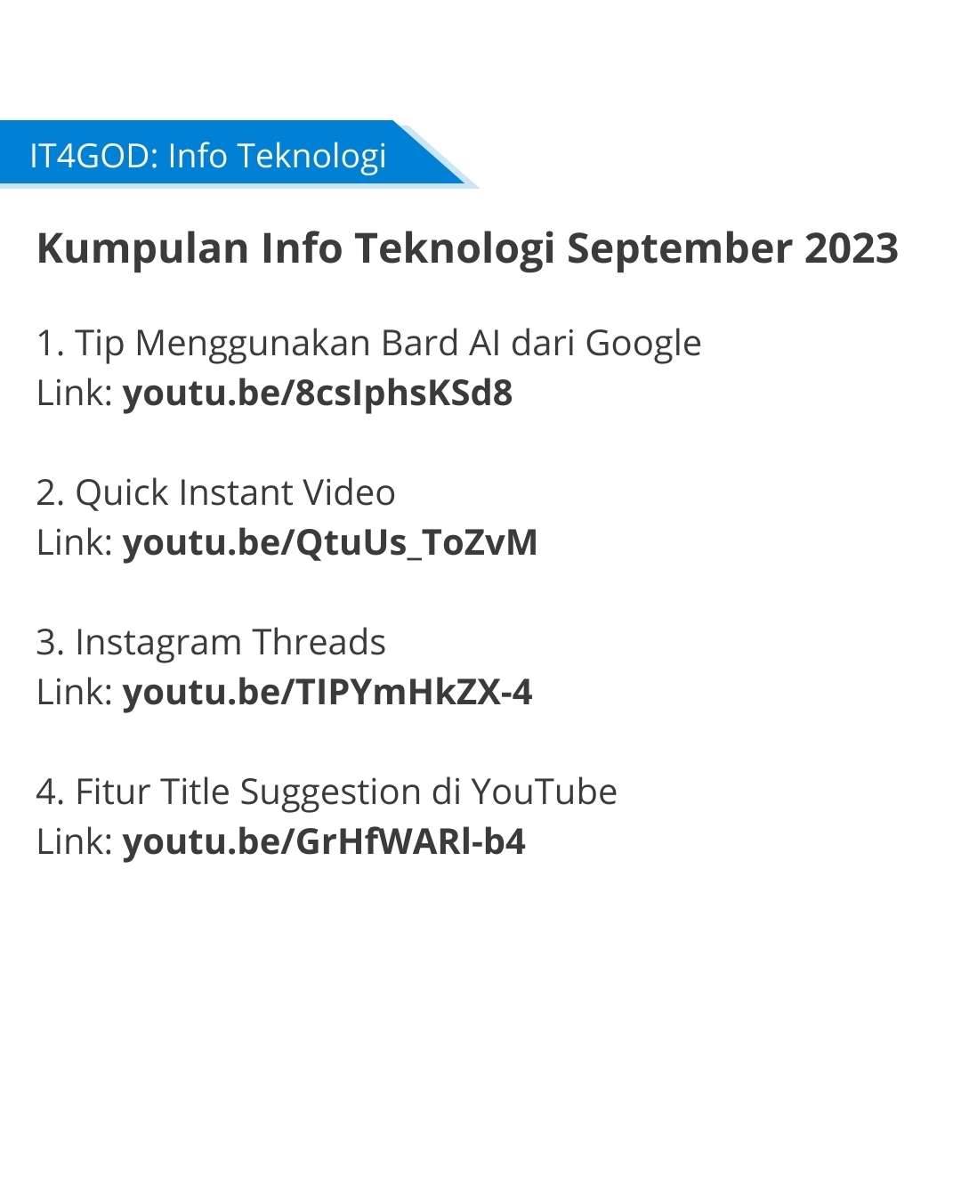 Kumpulan Info teknologi Apps4GOD dari bulan Agustus 2023.