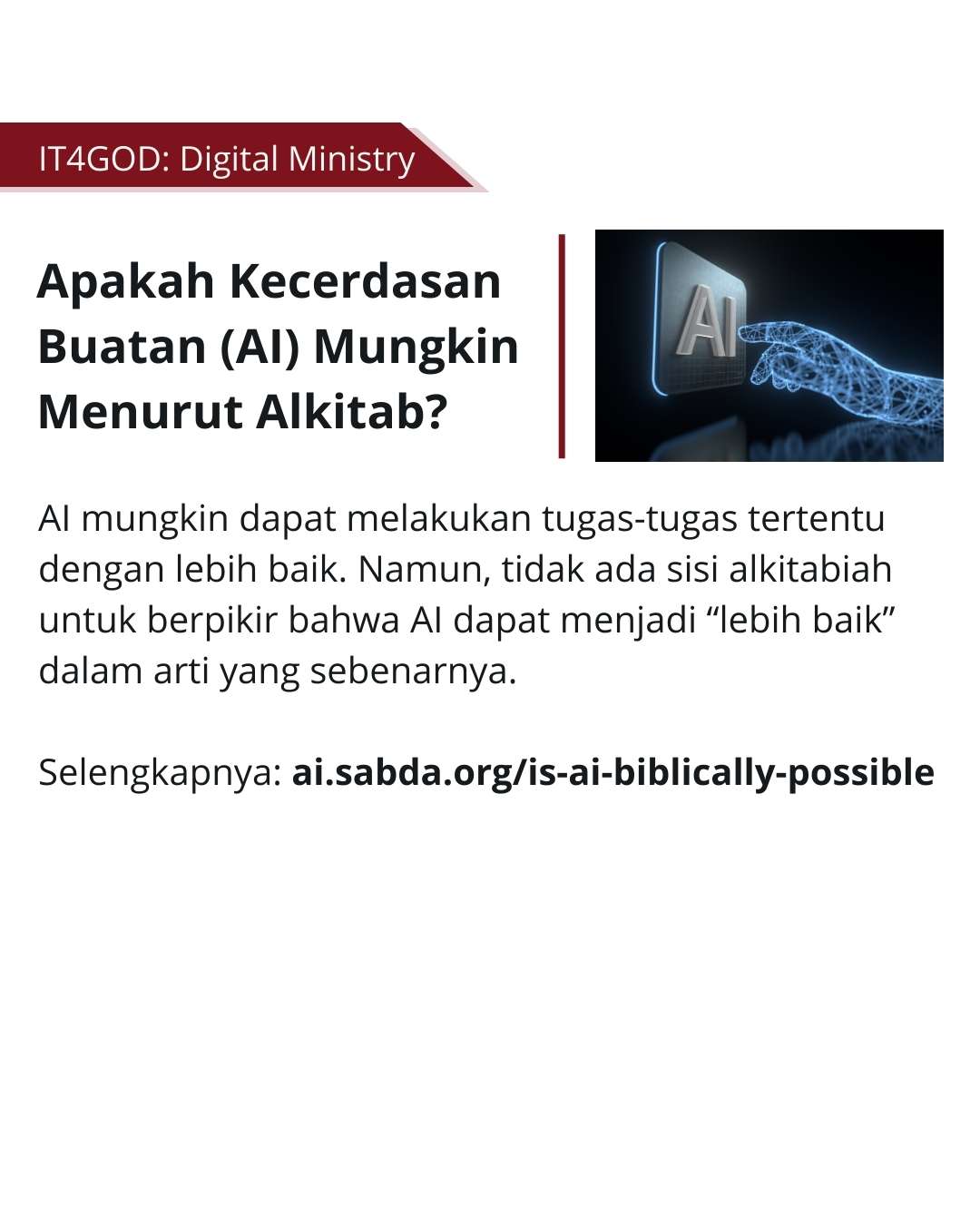 Apakah Kecerdasan Buatan (AI) Mungkin Menurut Alkitab?