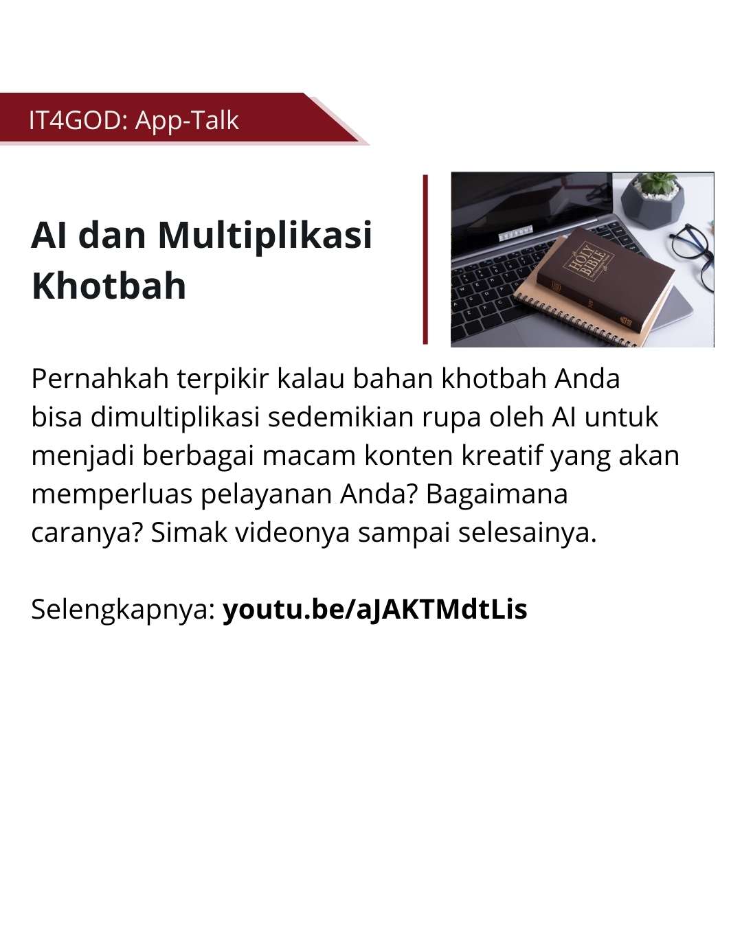 AI sangat memungkinkan untuk memultiplikasi khotbah.