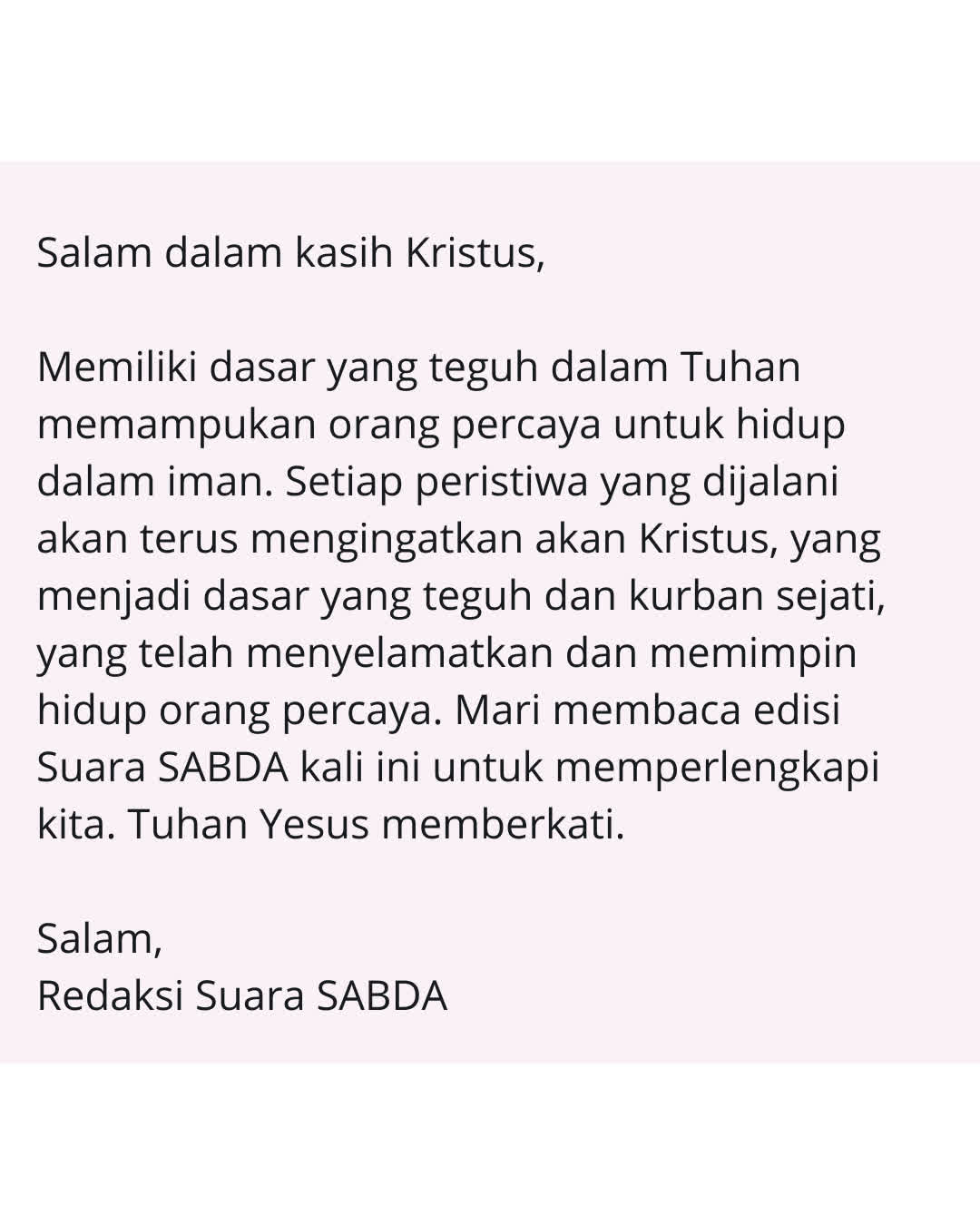 Pengantar Suara SABDA Juni edisi 2.