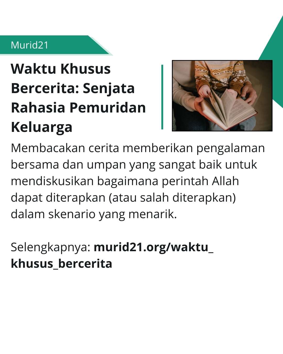 Pentingnya membacakan cerita Alkitab dalam keluarga.