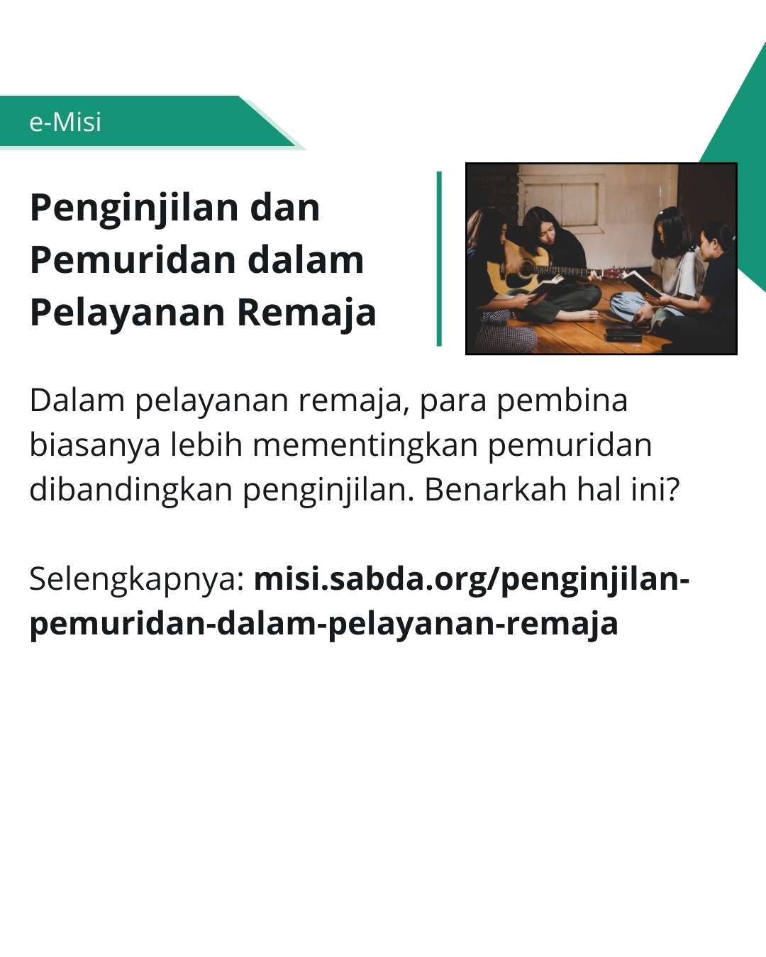 Benarkah pemuridan lebih penting dari penginjilan?