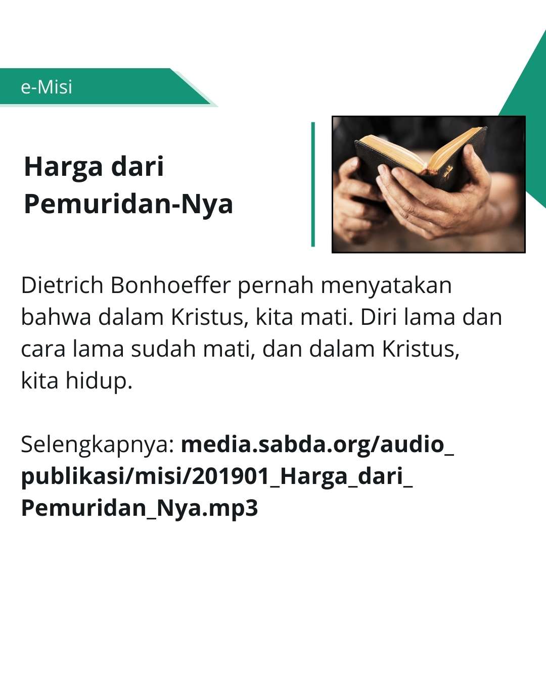 Belajar tentang harga dan pemuridan dari Dietrich Bonhoeffer.