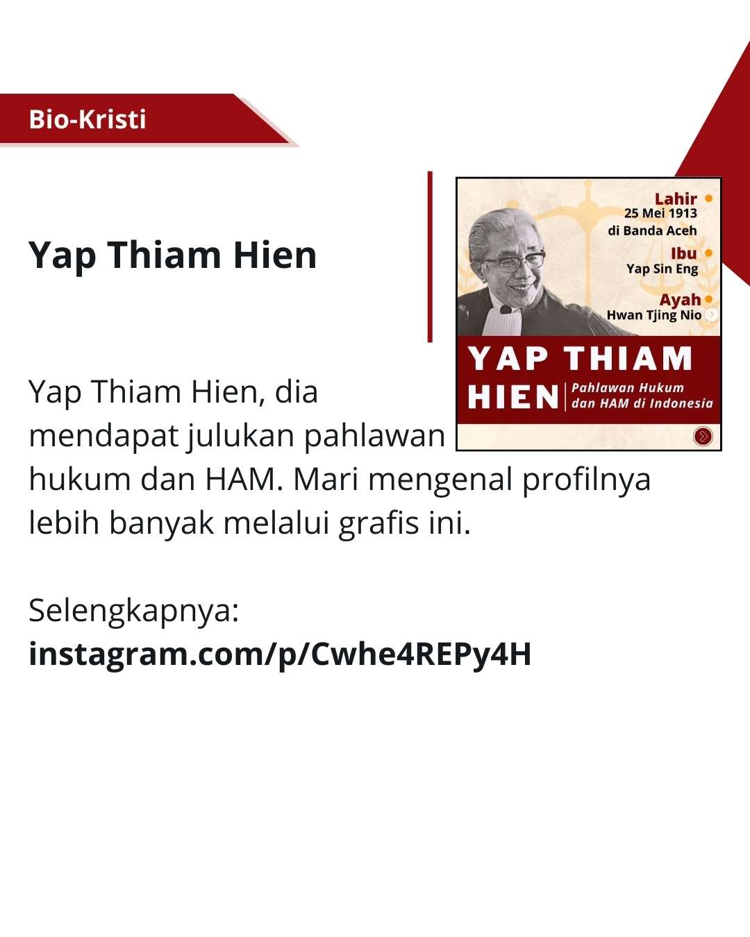 Yap Thiam Hien, pahlawan hukum dan HAM.